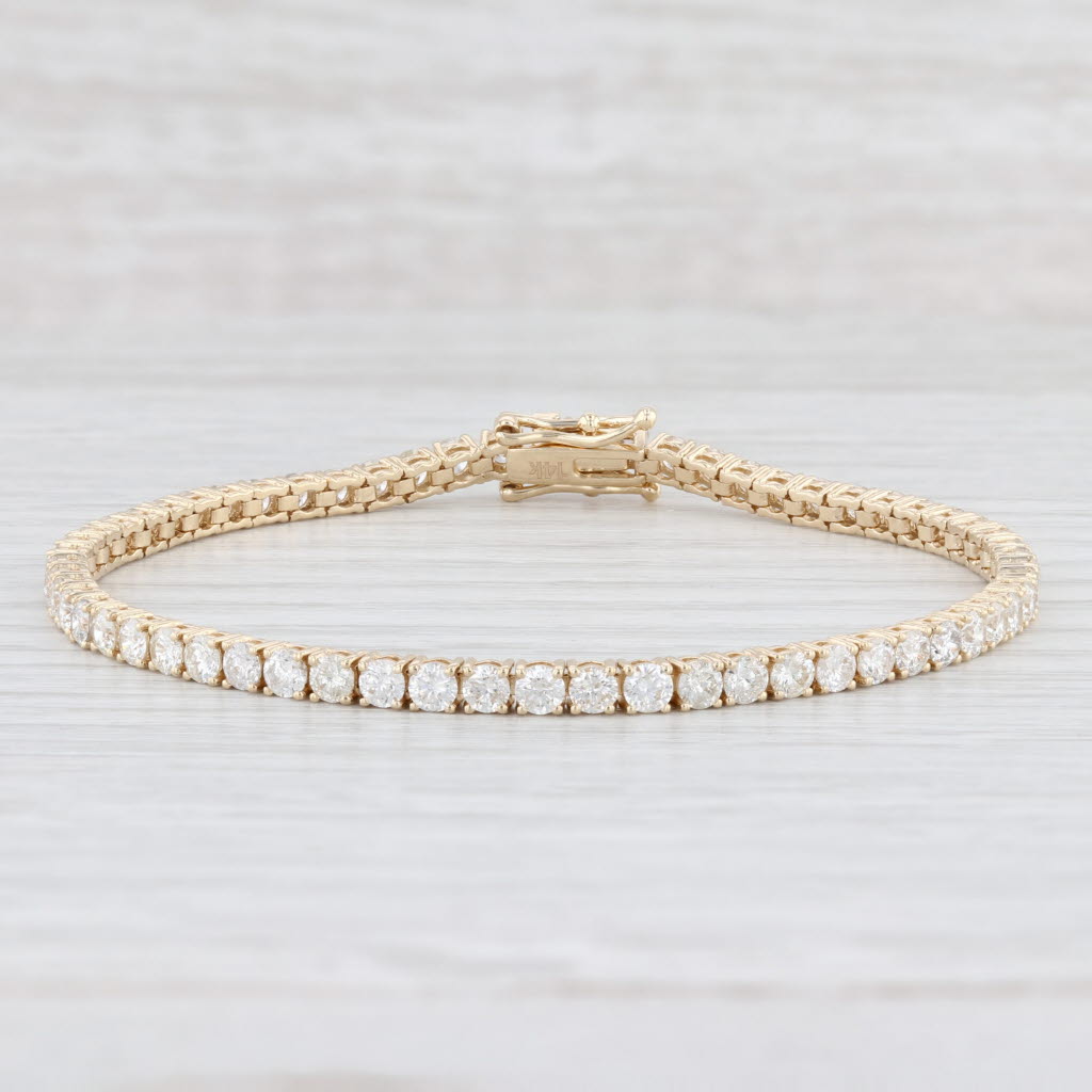 New 7" 5ctw Diamond Tennis Bracelet 14k Yellow Gold 3mm