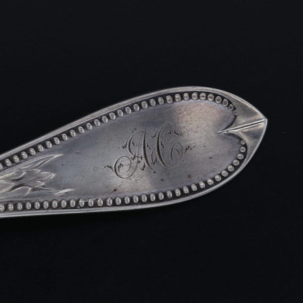 Black Gale & Willis Condiment Spoon Sterling Silver Gold Wash Vintage 6" Monogrammed