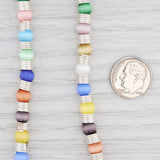 New Multi Color Glass Bead Necklace 18" Strand Sterling Silver Toggle Clasp