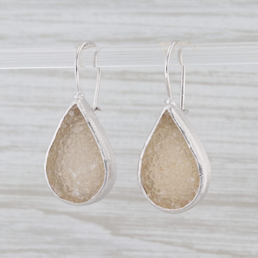 Light Gray New Nina Nguyen White Druzy Quartz Teardrop Earrings Sterling Silver