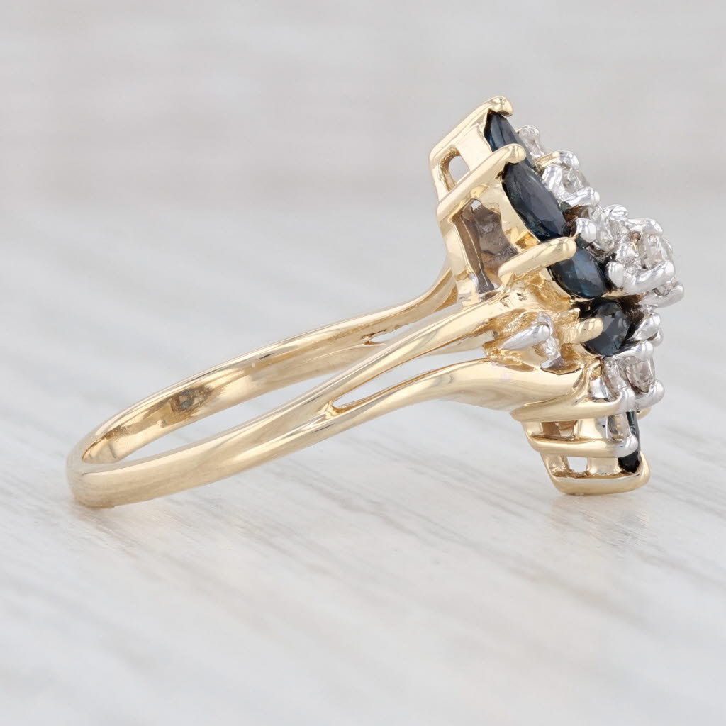 9ct yellow gold sapphire and diamond cluster ring Clearance