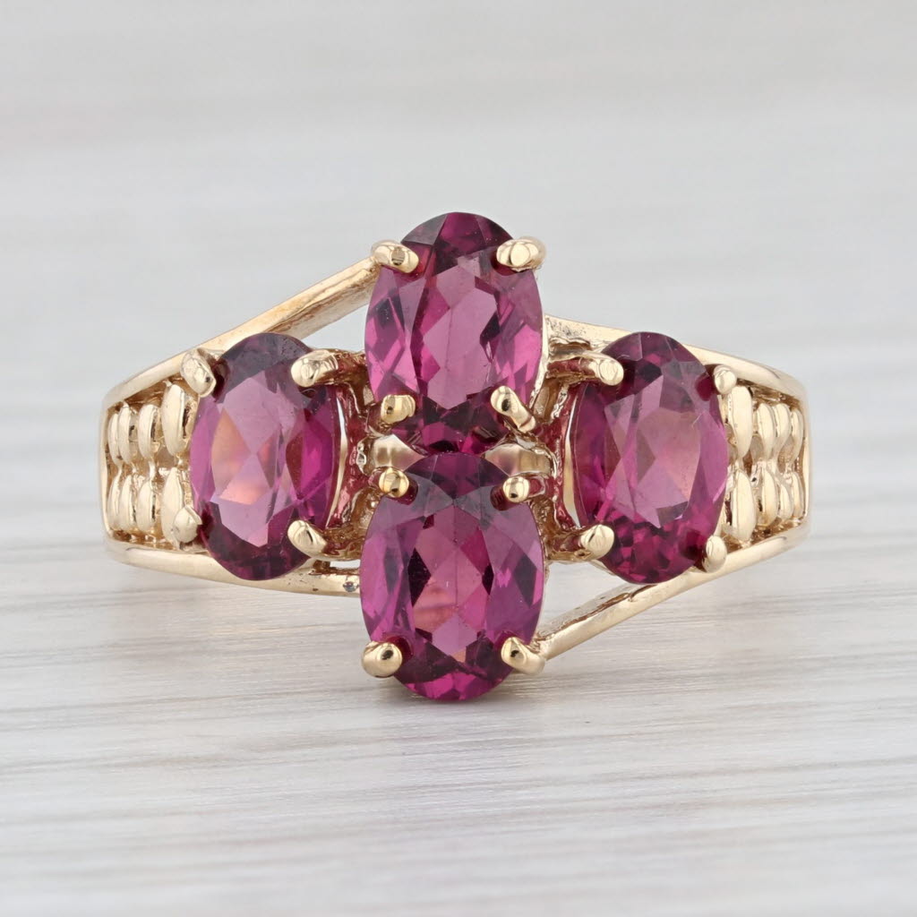 Light Gray 4ctw Garnet Cluster Ring 10k Yellow Gold Size 8 January Birthstone