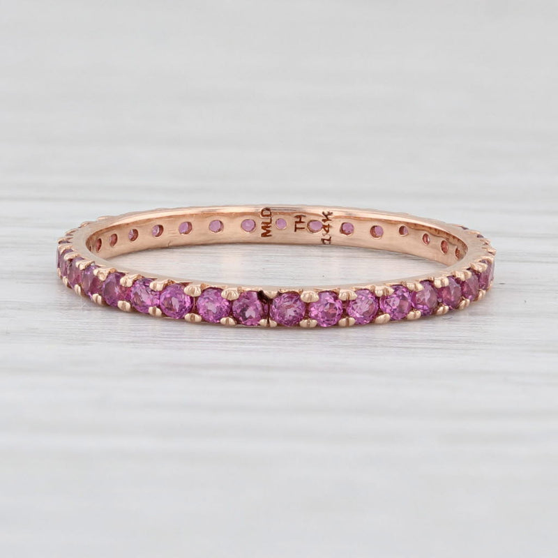 Light Gray New 0.94ctw Purple Garnet Eternity Ring 14k Rose Gold Size 6.25 Stackable Band