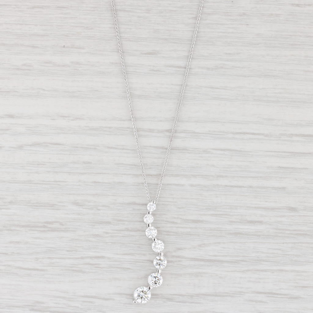 Light Gray 1.94ctw Diamond Journey Pendant Necklace 18k White Gold 18" Wheat Chain