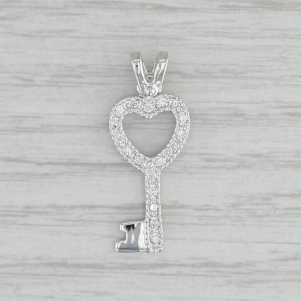 Gray 0.12ctw Diamond Heart Skeleton Key Pendant 18k White Gold Keepsake Gift