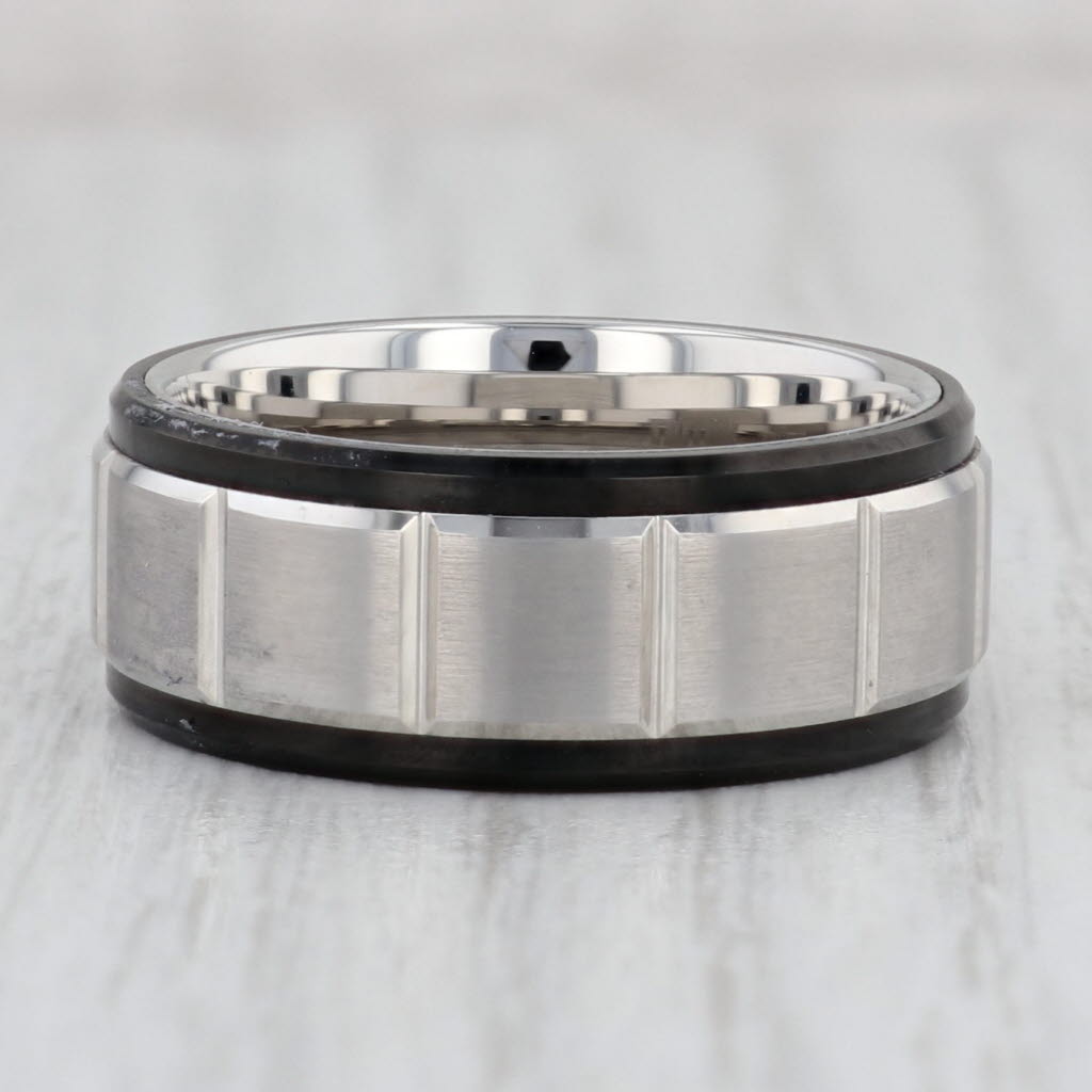 Gray New Beveled Brushed Tungsten Triton Men's Ring Size 10 Wedding Band