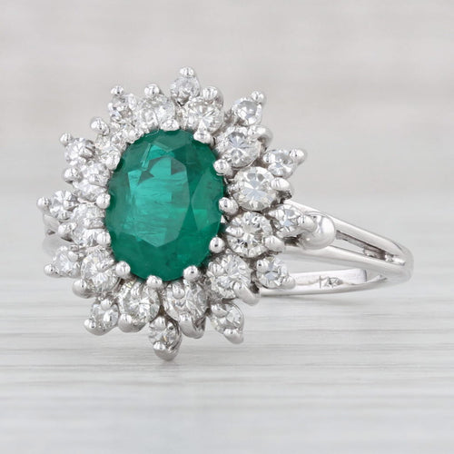 Light Gray 2.29ctw Lab Created Oval Emerald Diamond Halo Ring 14k White Gold Size 10.25