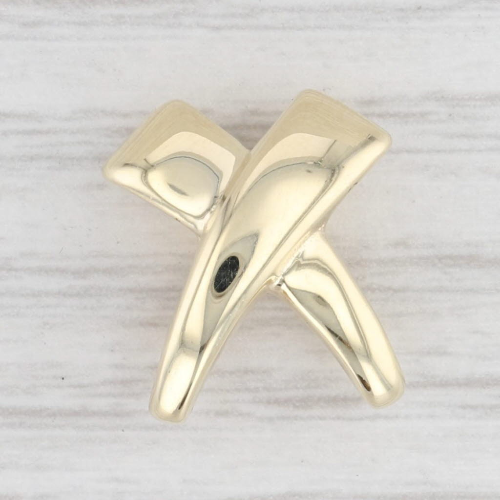 Light Gray Floating X Slide Pendant 14k Yellow Gold