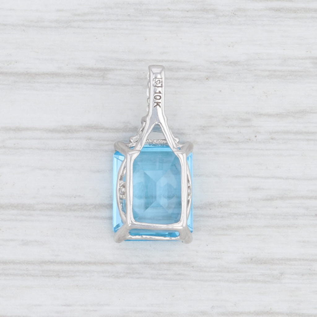 Light Gray New Blue White Topaz Drop Pendant 10k White Gold