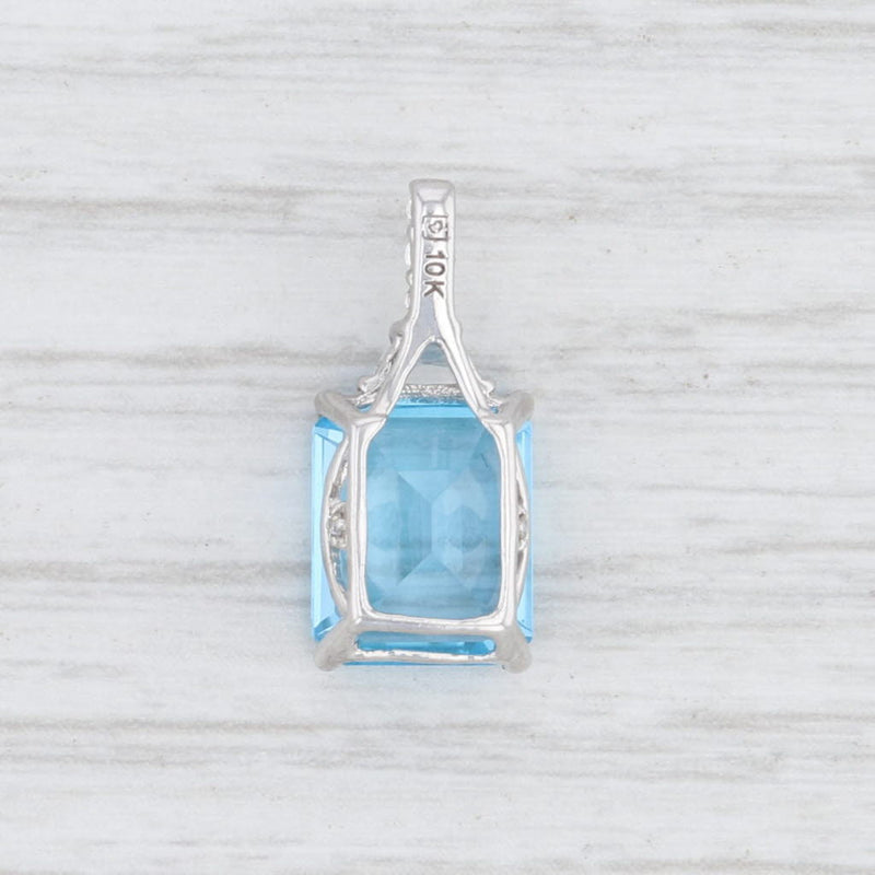 New Blue White Topaz Drop Pendant 10k White Gold