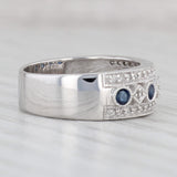0.52ctw Sapphire Diamond 14k White Gold Size 6.75 Band Stackable Wedding