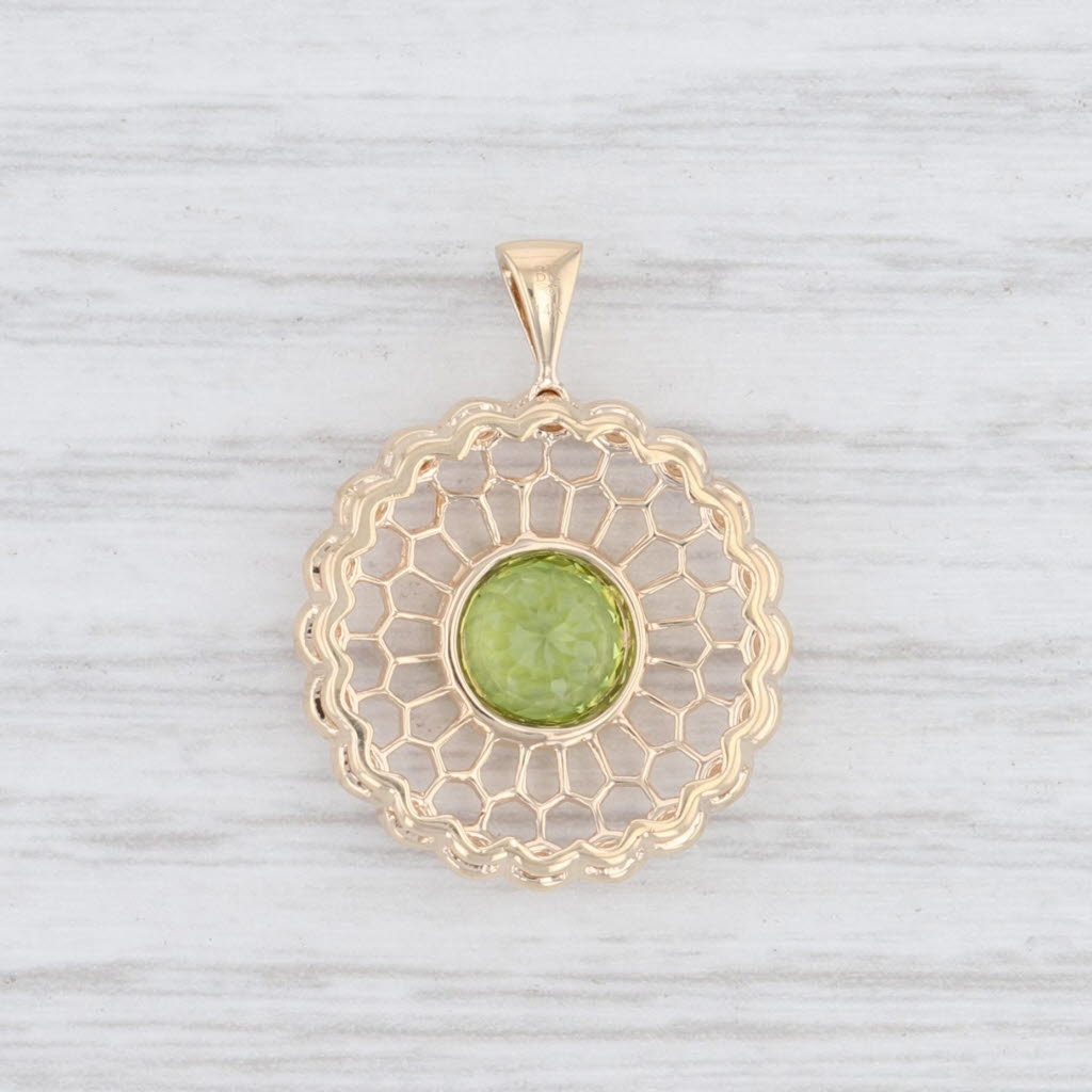 Light Gray New Beverley K 1.38ctw Peridot Diamond Flower Pendant 14k Yellow Gold Floral