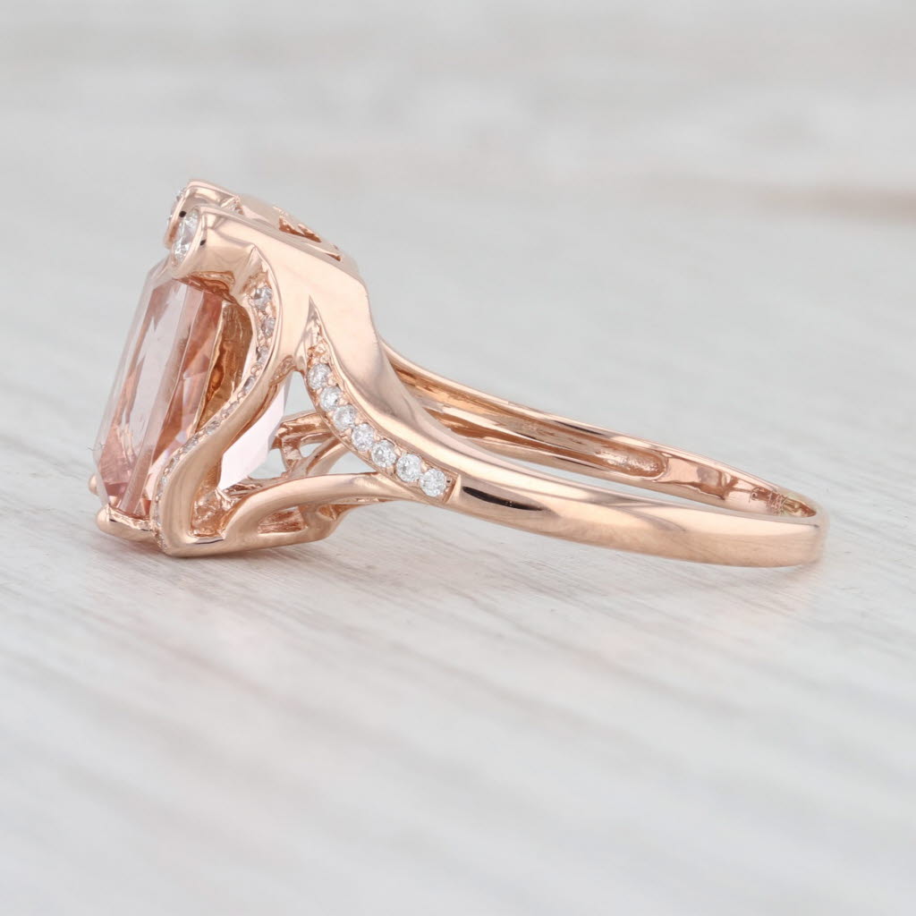 Light Gray 4.09ctw Morganite Diamond Ring 14k Rose Gold Size 8.25 Cocktail