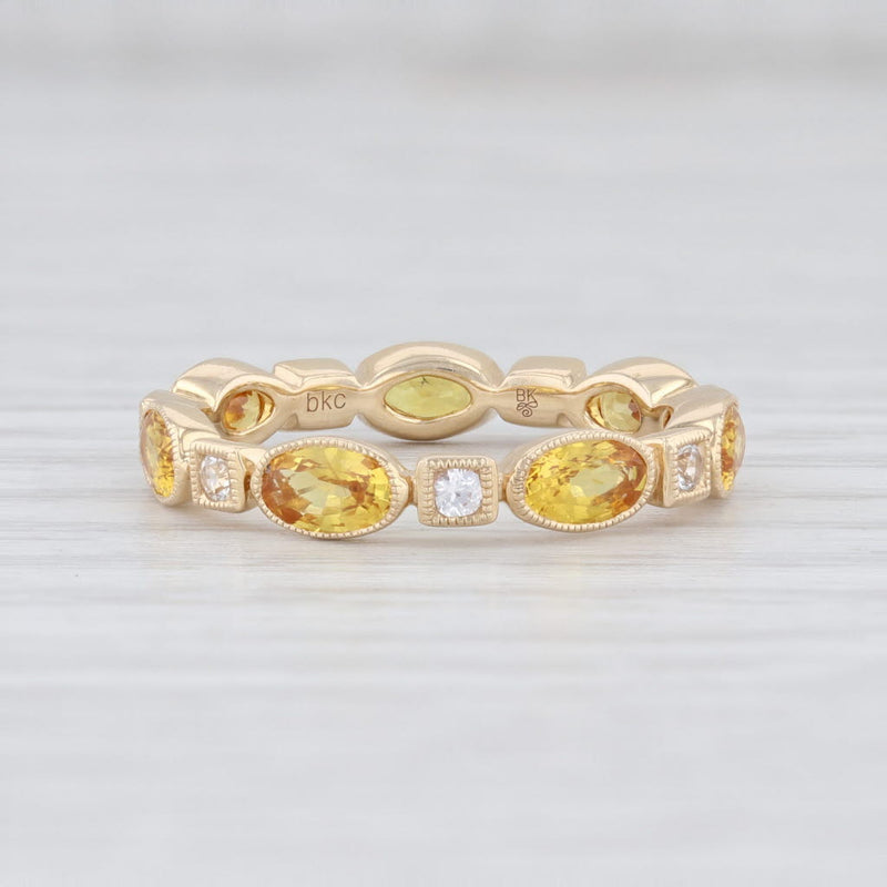 New Beverley K 2.22ctw Yellow Sapphire Stackable Ring 14k Gold Eternity Band 6.5