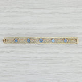 Light Gray Vintage Art Deco 0.70ctw Blue Sapphire Floral Filigree Bar Pin 14k Gold Brooch
