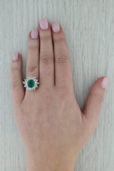 Dark Gray 2.29ctw Lab Created Oval Emerald Diamond Halo Ring 14k White Gold Size 10.25