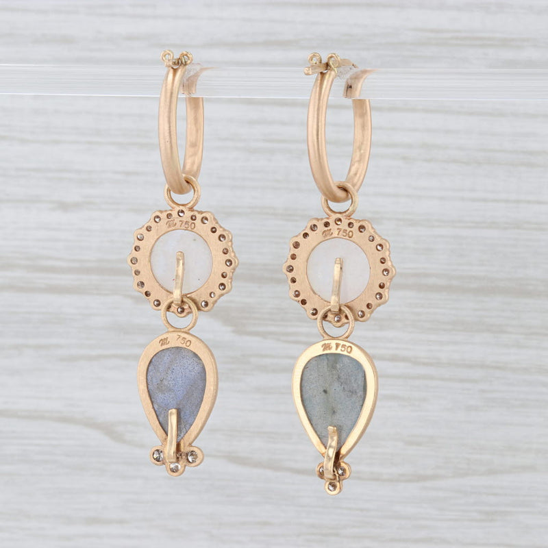 Light Gray New Nina Nguyen Hoop Earrings 18k Gold Labradorite Moonstone Diamond Charms
