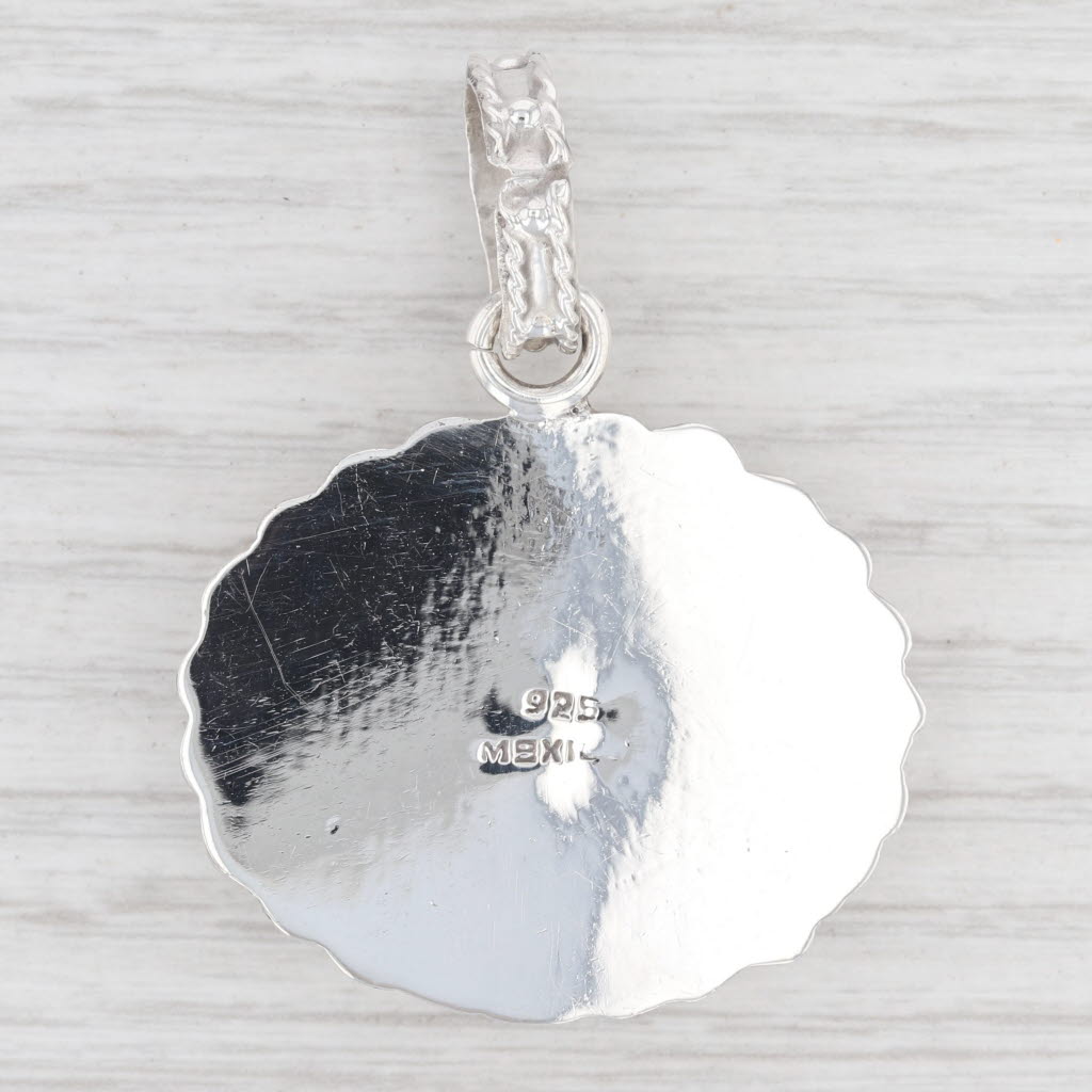 Light Gray New Black Resin Sterling Pendant 925 Silver Mexico Statement