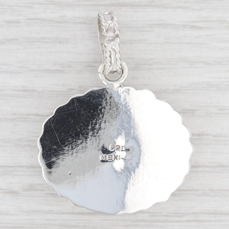 Light Gray New Black Resin Sterling Pendant 925 Silver Mexico Statement