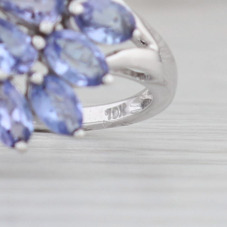 Gray 6.35ctw Tanzanite Flower Cluster Ring 10k White Gold Size 8.5 Cocktail