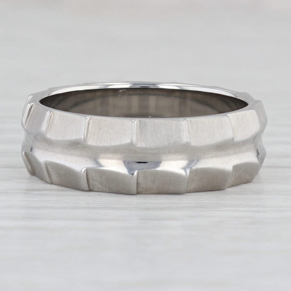 Light Gray New Cubic Zirconia Solitaire Band Beveled Titanium Size 10.75 Wedding Ring Men's