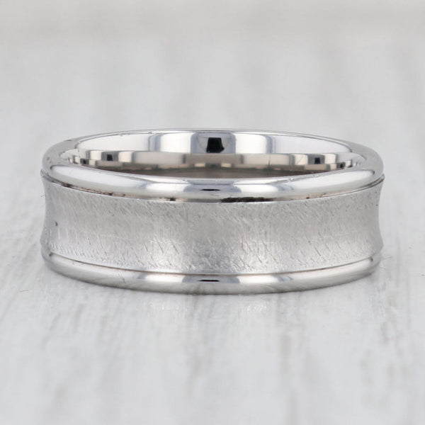 Light Gray New Brushed Concave Titanium Ring Size 10 Men's Wedding Band