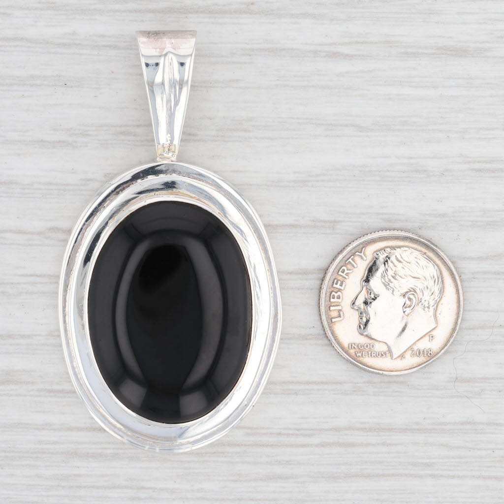 Light Gray New Onyx Drop Pendant 925 Sterling Silver Oval Solitaire