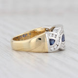 1.1ctw Blue Sapphire White Diamond Ring 18k Gold Platinum Size 5.5