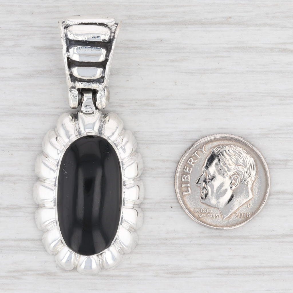 Light Gray New Black Resin Pendant 925 Sterling Silver Statement B12759