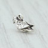 Light Gray 12 Days of Christmas Turtle Dove Charm Sterling Silver Holiday Bird 925