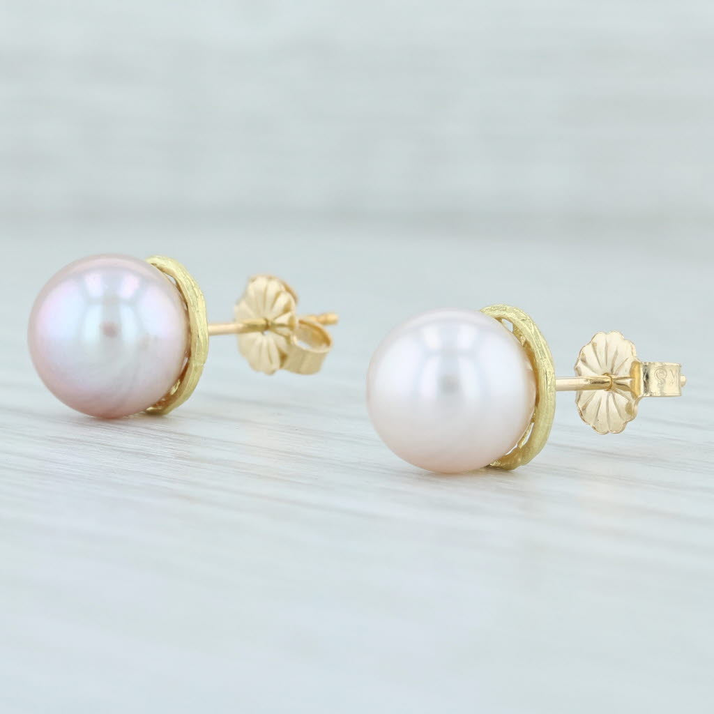 Light Gray Pink Cultured Pearl Stud Earrings 14k Yellow Gold Pierced Nordstrom