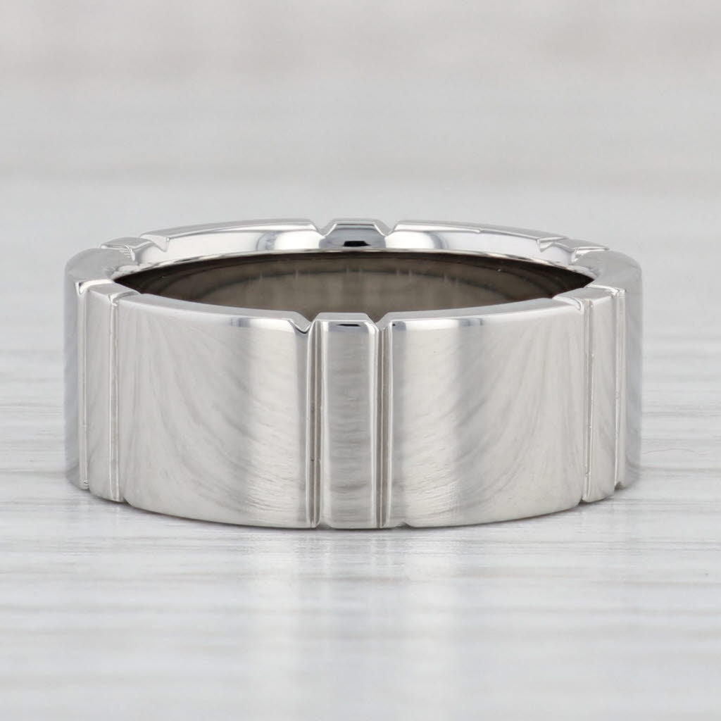 Light Gray New Beveled Titanium Ring Size 8 Wedding Band