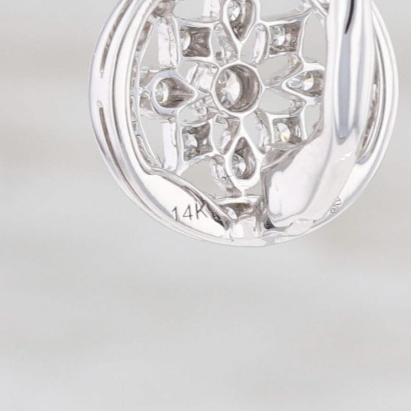 New 0.35ctw Diamond Flower Drop Earrings 14k White Gold Pierced Leverbacks