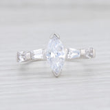New CZ Marquise Solitaire Ring Sterling Silver Sz 7.5 Cubic Zirconias Engagement