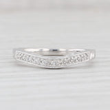Light Gray Wheat Etched Diamond Wedding Band 14k White Gold Contoured Stackable Ring 7.25
