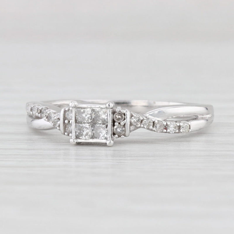Light Gray 0.23ctw Princess Diamond Engagement Ring 10k White Gold Size 6.75