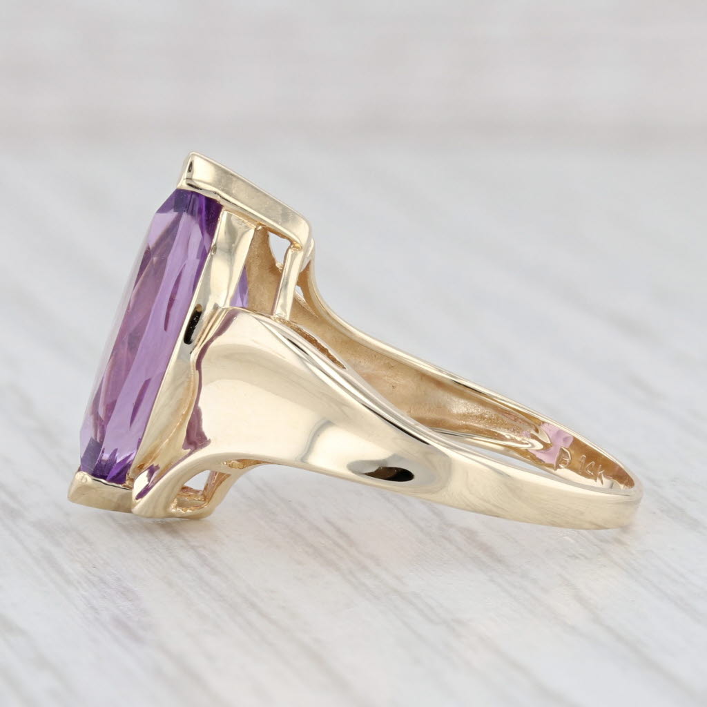 Light Gray 4.50ct Amethyst Marquise Solitaire Ring 14k Gold Size 7.5 February Birthstone