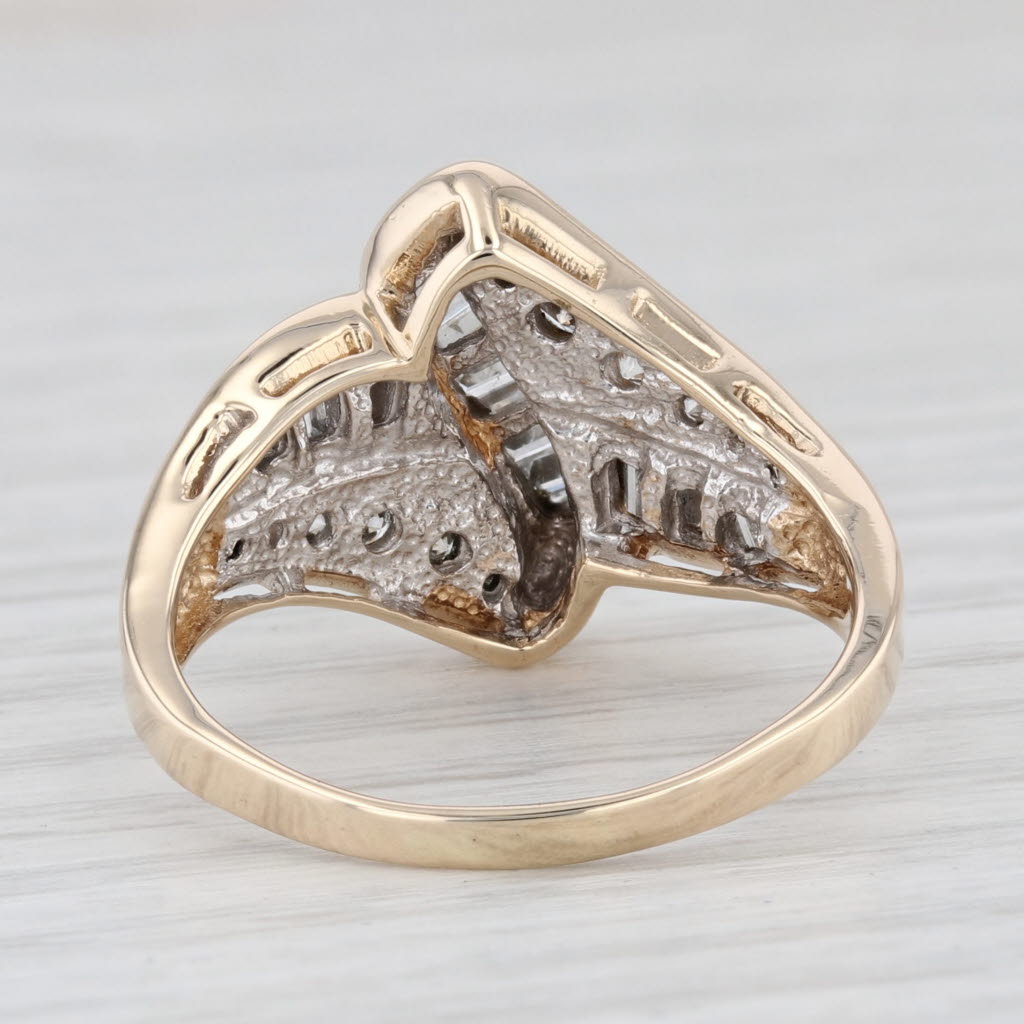 Light Gray 0.70ctw Diamond Bypass Ring 14k Yellow Gold Size 9.25