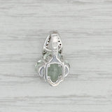 Gray New Green Amethyst Diamond Flower Drop Pendant 14k White Gold Prasiolite