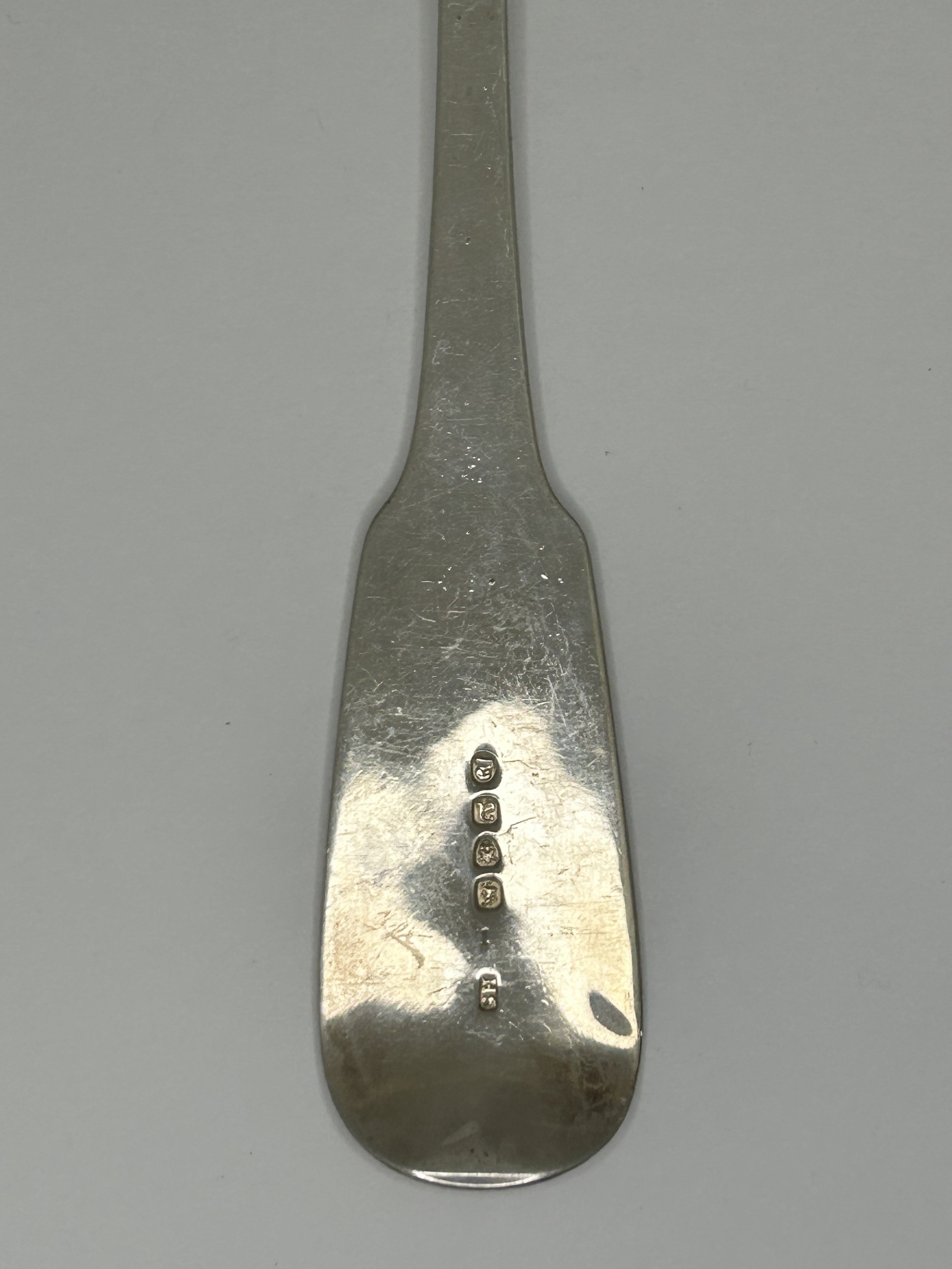 Light Slate Gray 12" Large Serving Spoon Sterling Silver London 1816 Antique Fine Dining