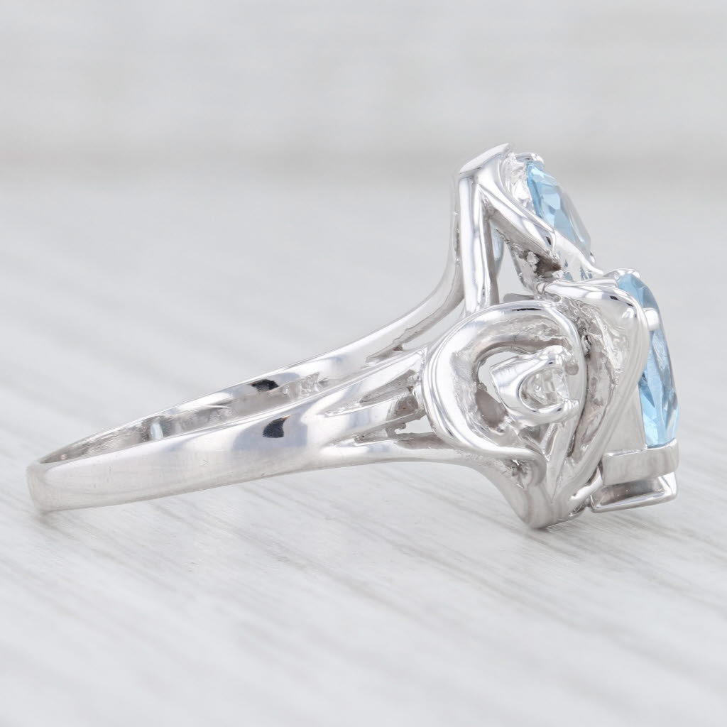 Light Gray 2.41ctw Aquamarine Diamond Cluster Ring 14k White Gold Size 9.75 Cocktail