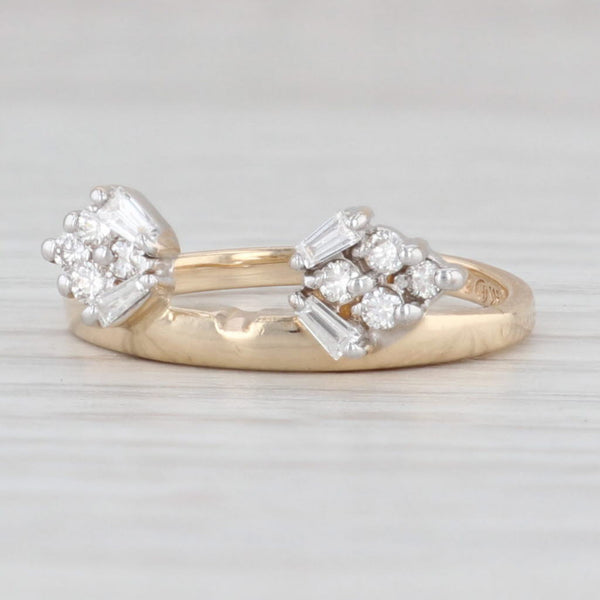 Light Gray 0.24ctw Diamond Cluster Ring Enhancer Guard 14k Yellow Gold Size 5.5 Wedding
