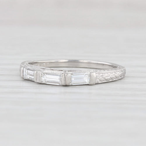 Light Gray Vintage Jabel 0.45ctw Diamond Wedding Band 900 Platinum Size 6 Stackable Ring