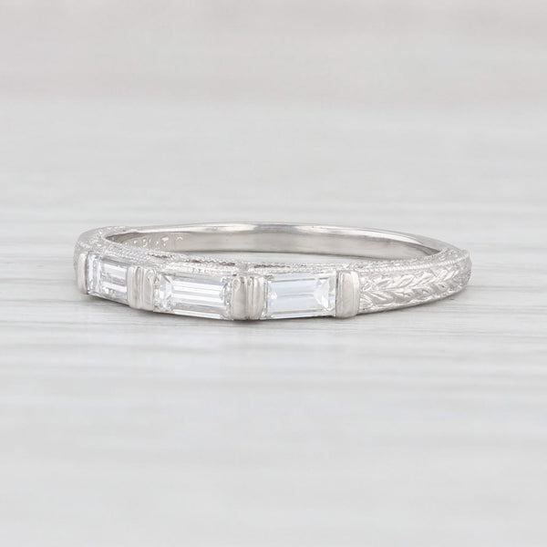 Light Gray Vintage Jabel 0.45ctw Diamond Wedding Band 900 Platinum Size 6 Stackable Ring