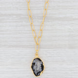 Light Gray New Nina Nguyen Geode Quartz Pendant 20" Necklace Sterling Gold Vermeil