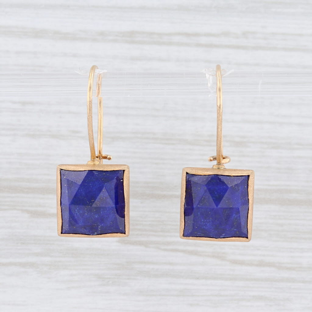 Light Gray New Nina Nguyen Blue Lapis Lazuli Drop Earrings 14k Yellow Gold Hook Posts