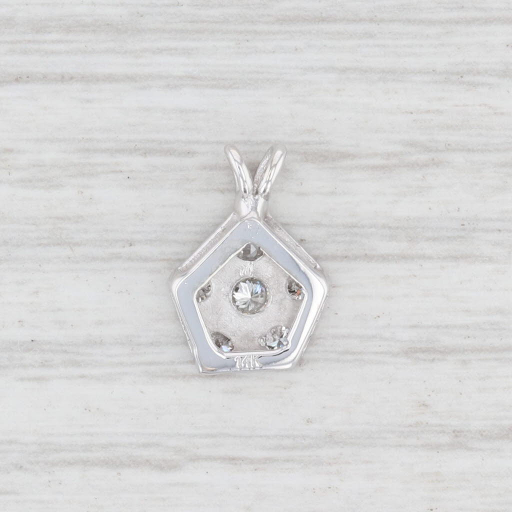 Light Gray 0.35ctw Diamond Hexagon Pendant 14k White Gold Small Drop