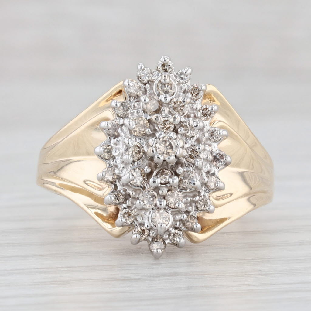 Light Gray 0.50ctw Diamond Cluster Ring 10k Yellow Gold Size 9.25 Cocktail