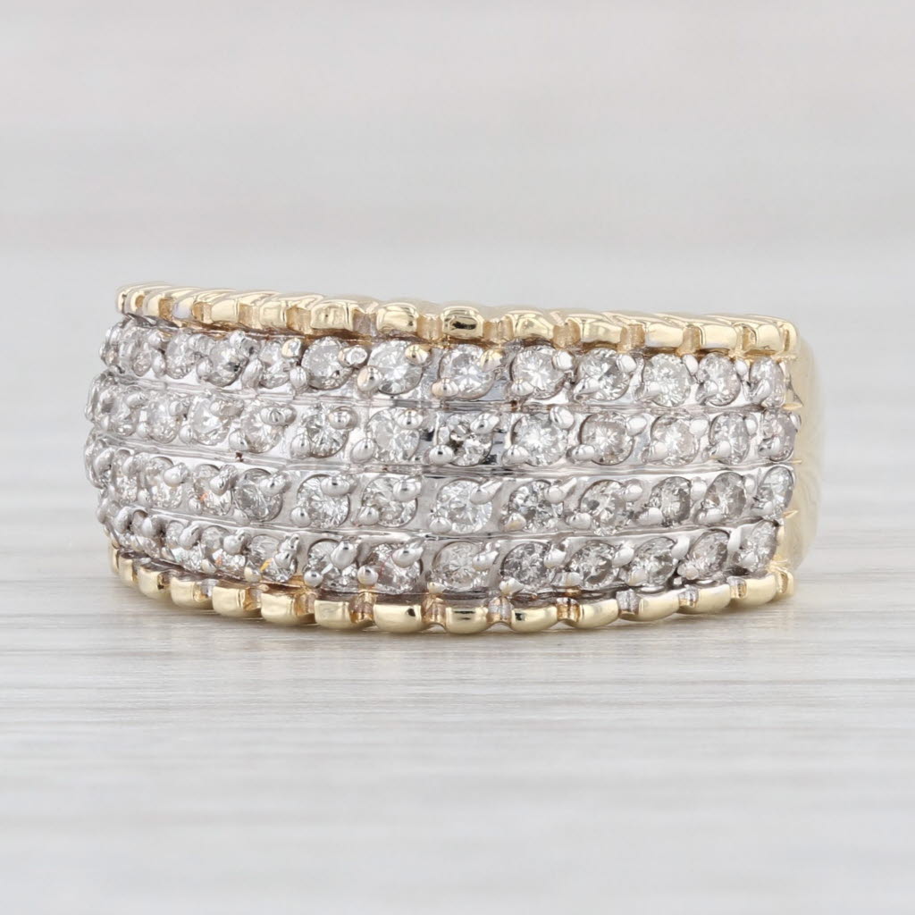 Light Gray 0.90ctw Diamond Ring 14k Yellow Gold Size 8.5 Stackable