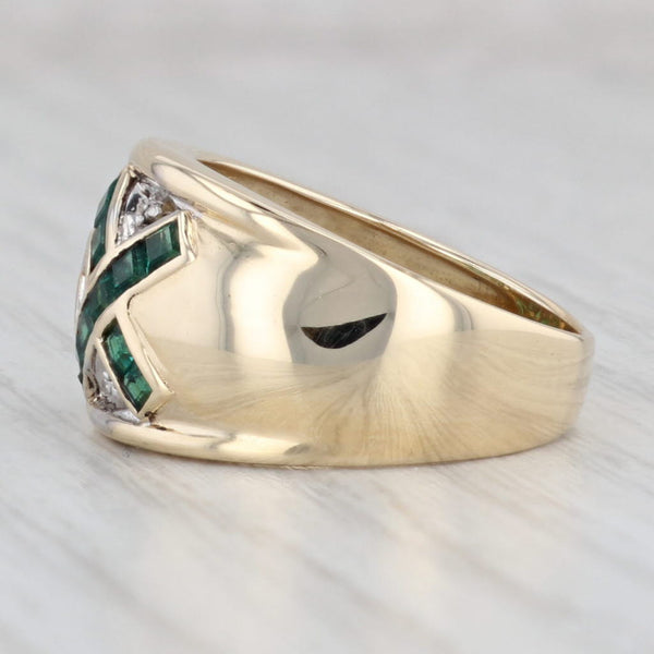 Light Gray 0.76ctw Lab Created Emerald Ring 14k Yellow Gold Size 6.5 Diamond Accents